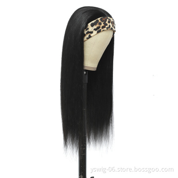 Machine Made Headband Human Hair Wigs Silky Straight 200% Density Brazilian Virgin Hair Wigs for Black Women